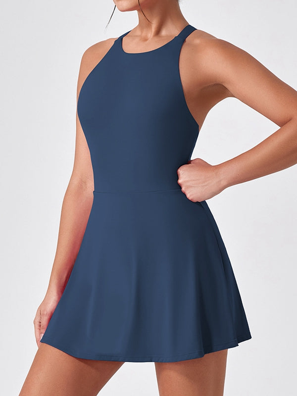 Cross Back Hollow Out Quick-dry Dress