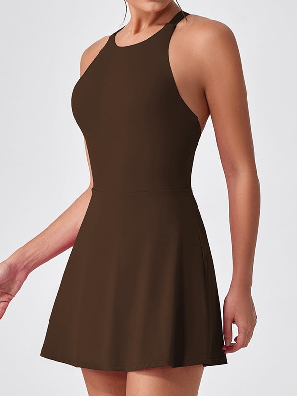 Cross Back Hollow Out Quick-dry Dress