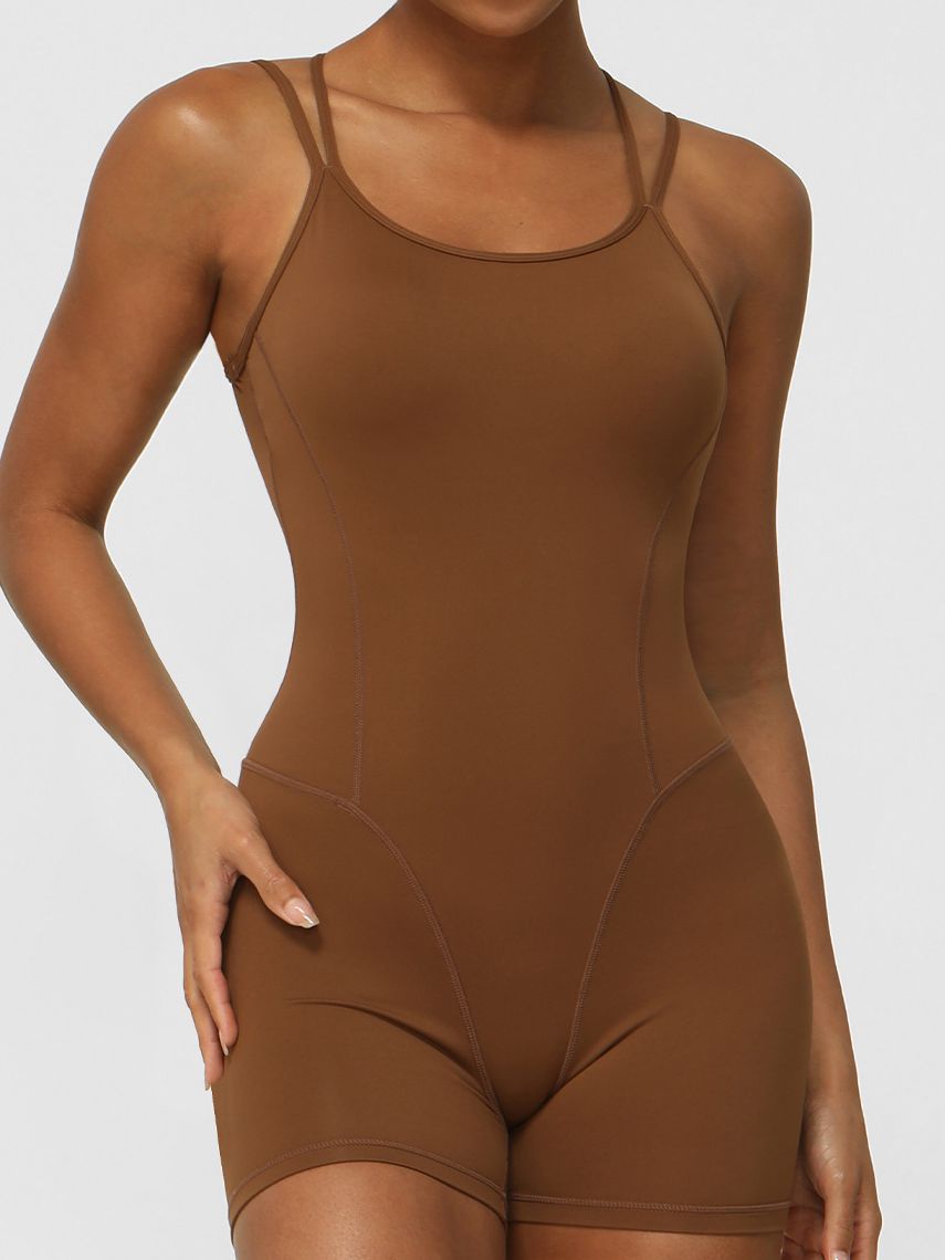 Cross Back U-shaped Backless Hip-lift Romper