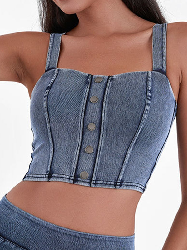 Denim Button Tank