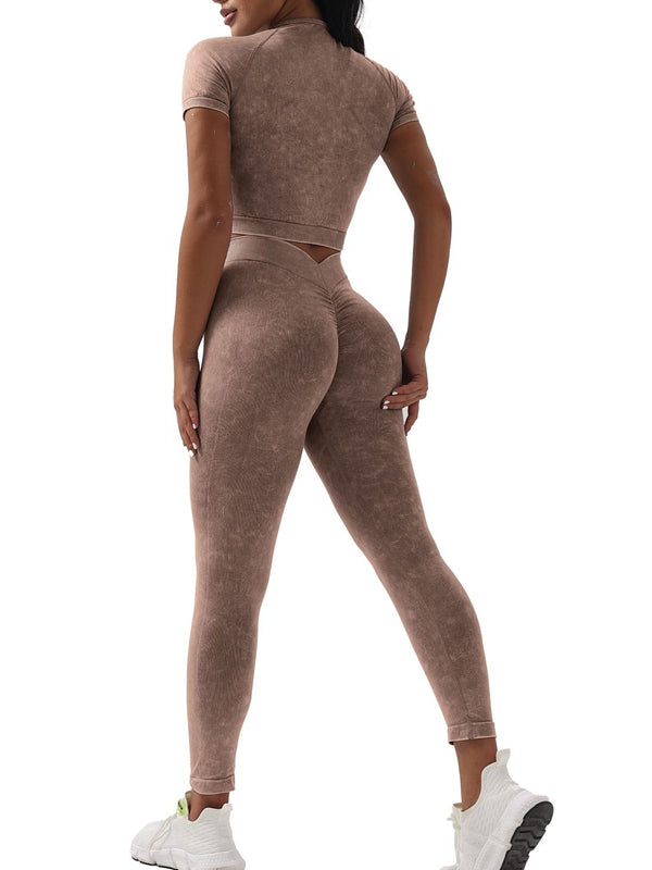 Denim Deep V Back Scrunch Bum Short Tracksuit