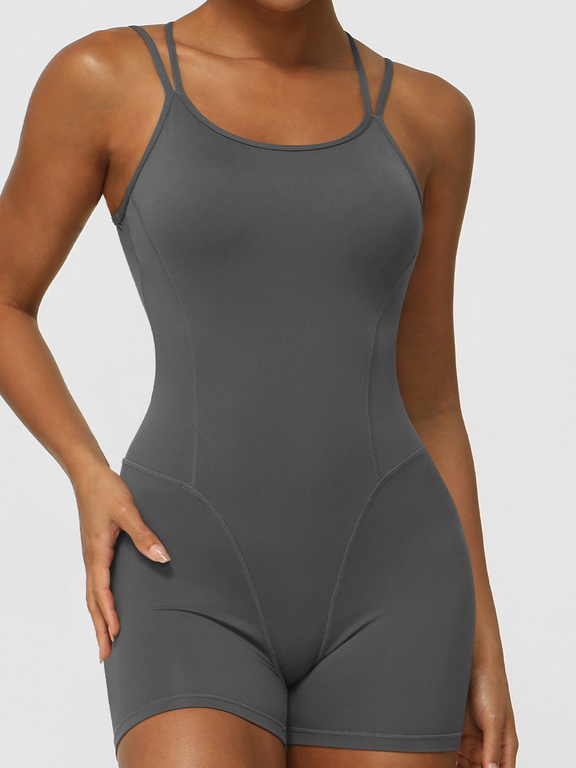 Cross Back U-shaped Backless Hip-lift Romper