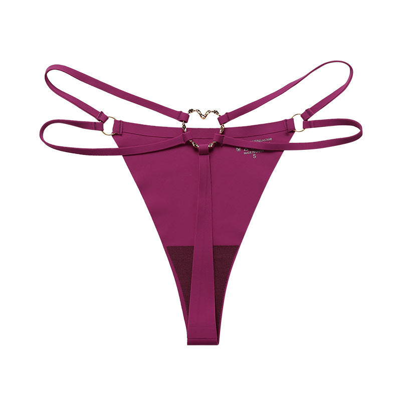 Back Heart Shape Crystal Hollow Out T-back Panties