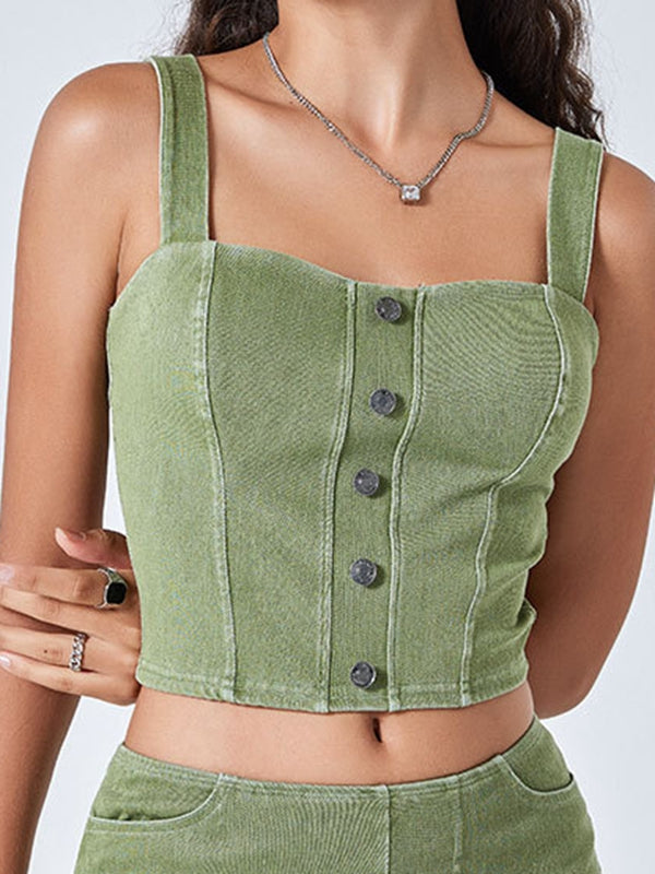 Denim Button Tank