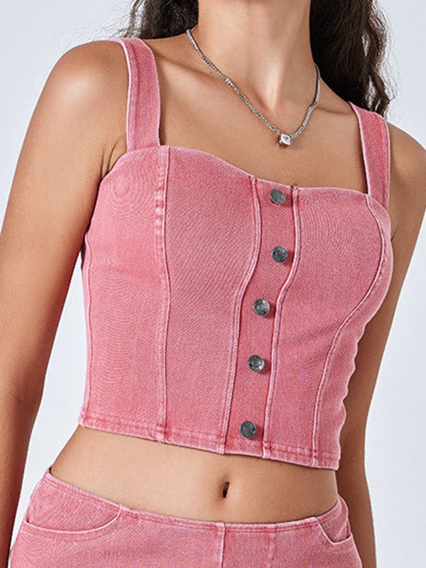 Denim Button Tank