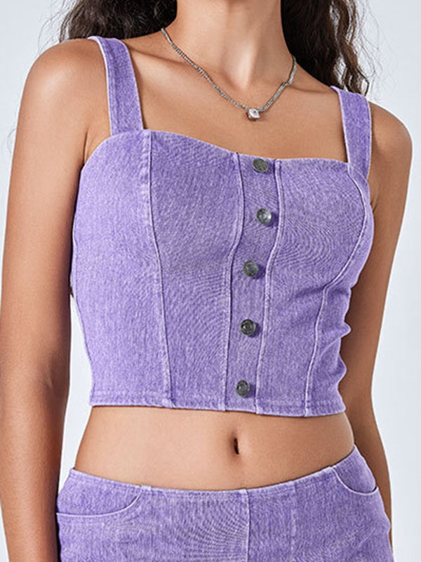 Denim Button Tank