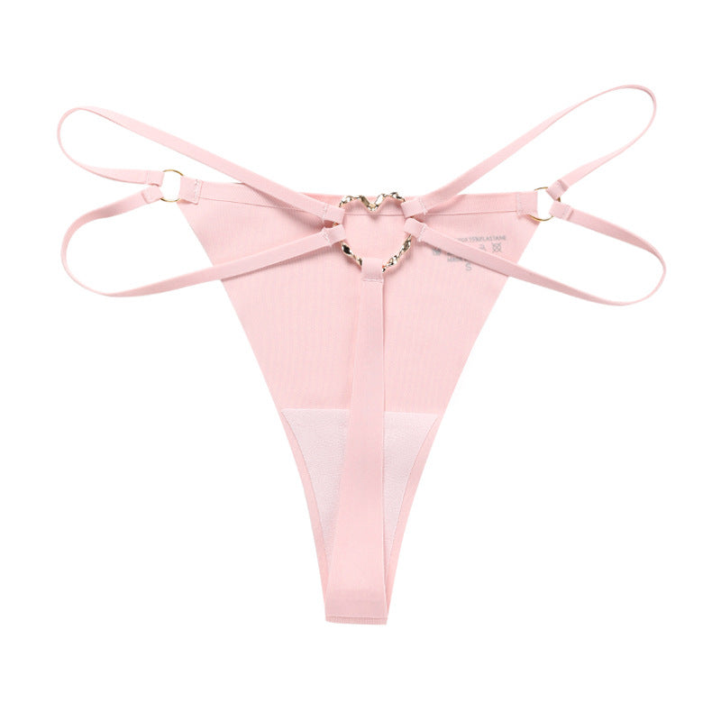 Back Heart Shape Crystal Hollow Out T-back Panties