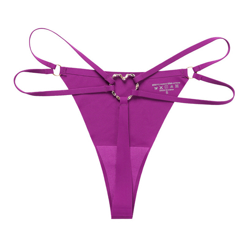 Back Heart Shape Crystal Hollow Out T-back Panties