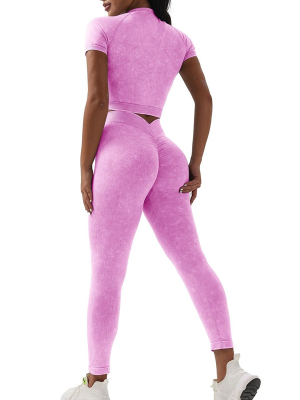Denim Deep V Back Scrunch Bum Short Tracksuit