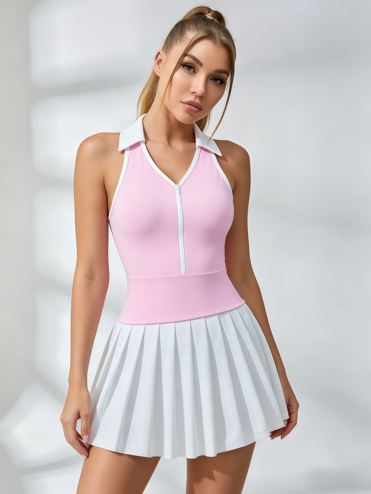 Collared Half-Zip Tennis Dress