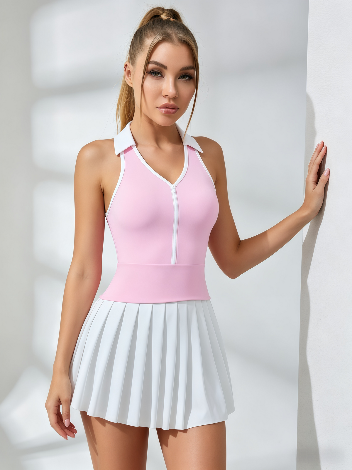 Collared Half-Zip Tennis Dress