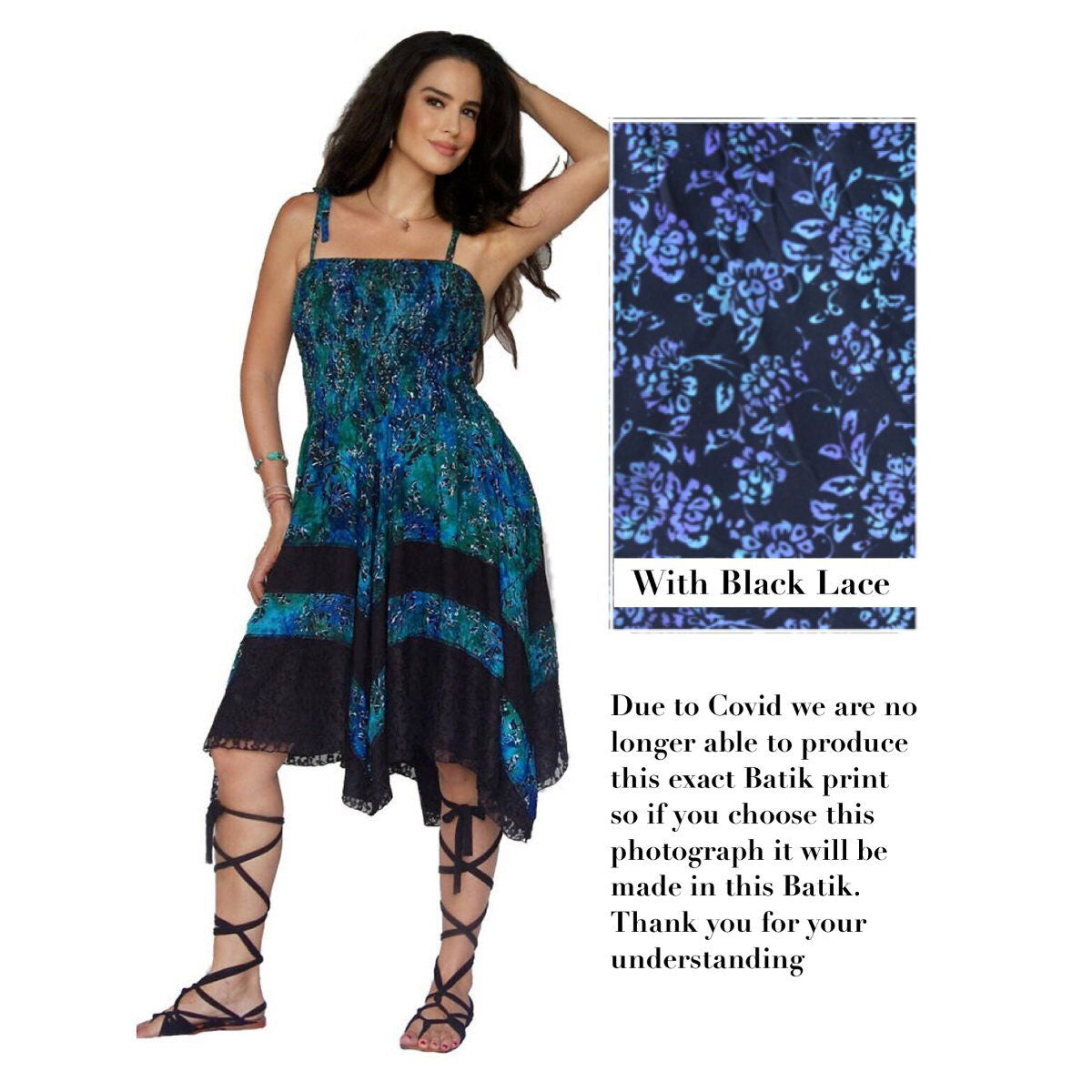 Imani Asymmetrical Batik Combination Lace Short Dress