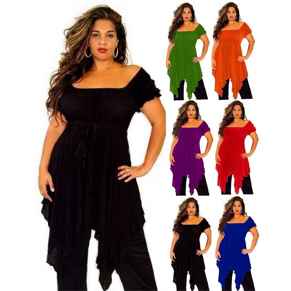 Alondra Crinkle Rayon Short Sleeve Bohemian Blouse