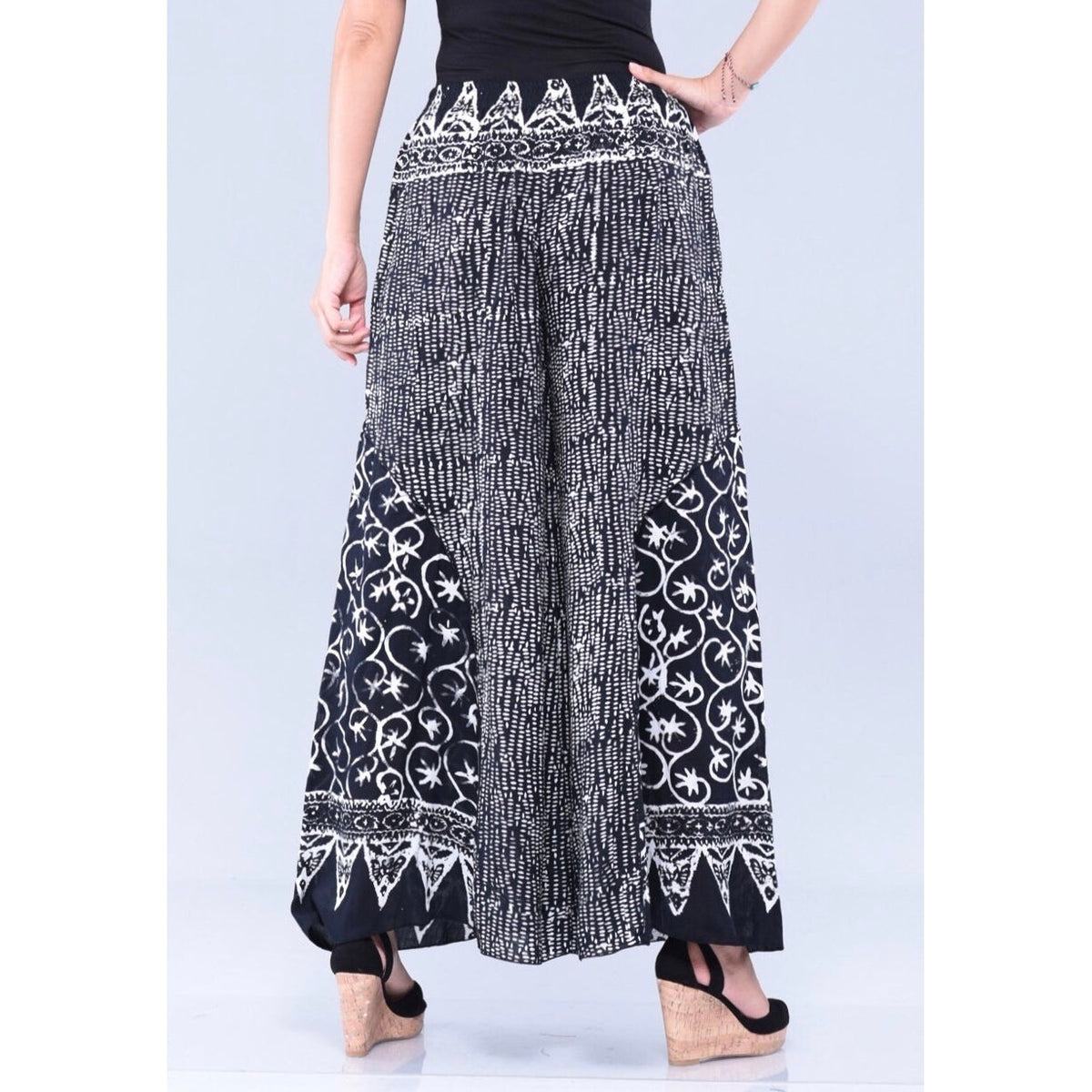 Catherine Gauzy Batik Wide Leg Boho Palazzo Gaucho Pant