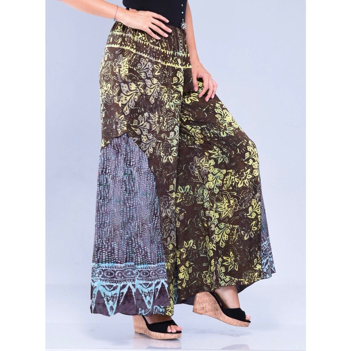 Catherine Gauzy Batik Wide Leg Boho Palazzo Gaucho Pant