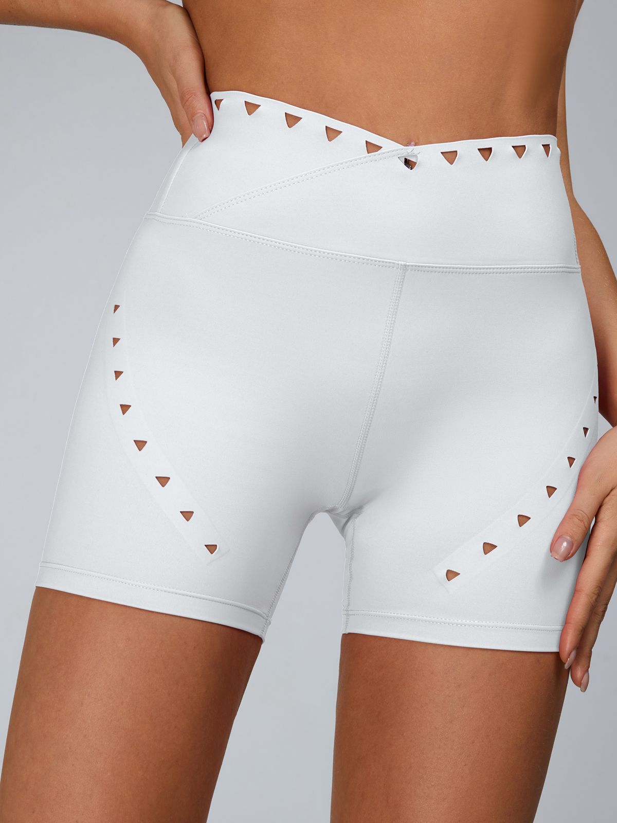 Cutout V Shape Waist Spandex Gym Booty Shorts