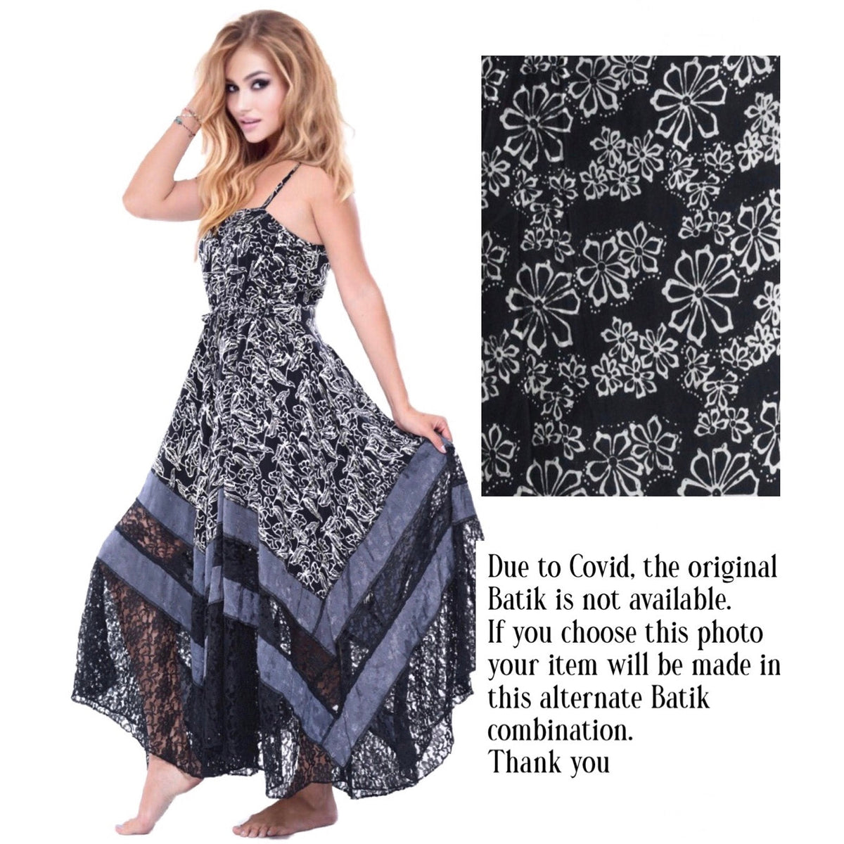 Ryleigh Beautiful Boho Batik Lace Maxi Dress