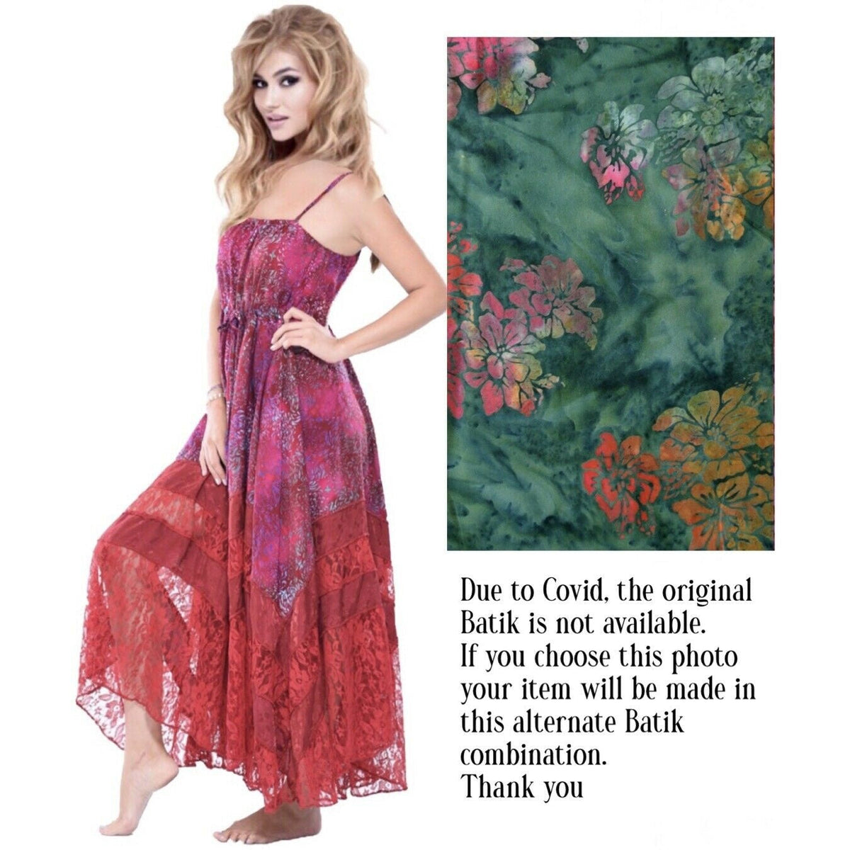 Ryleigh Beautiful Boho Batik Lace Maxi Dress