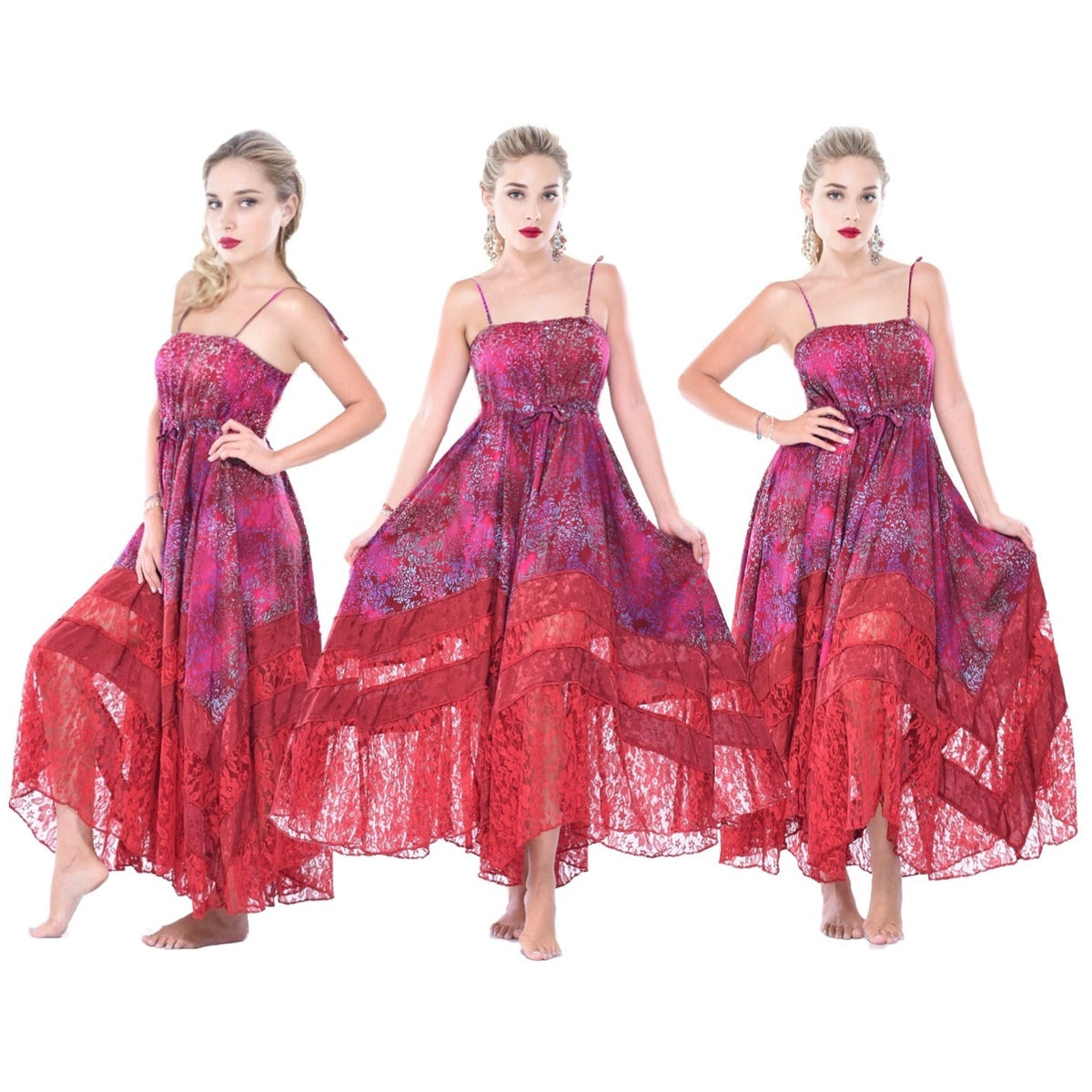 Ryleigh Beautiful Boho Batik Lace Maxi Dress