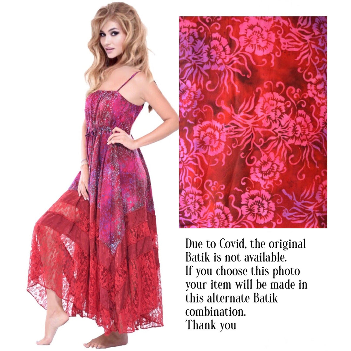 Ryleigh Beautiful Boho Batik Lace Maxi Dress