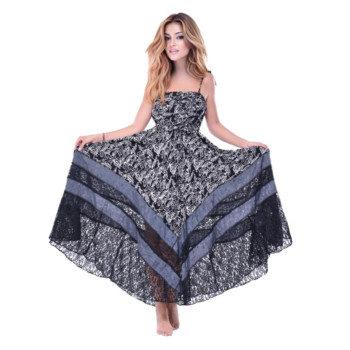 Ryleigh Beautiful Boho Batik Lace Maxi Dress