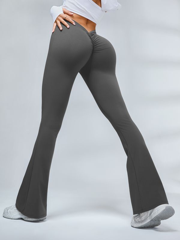 Deep V Back Scrunch Bum Flare Leggings