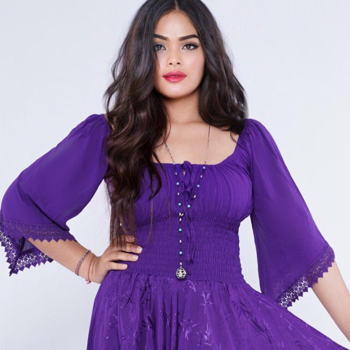 Emory Hippie Smocked Waist Wedding Dress