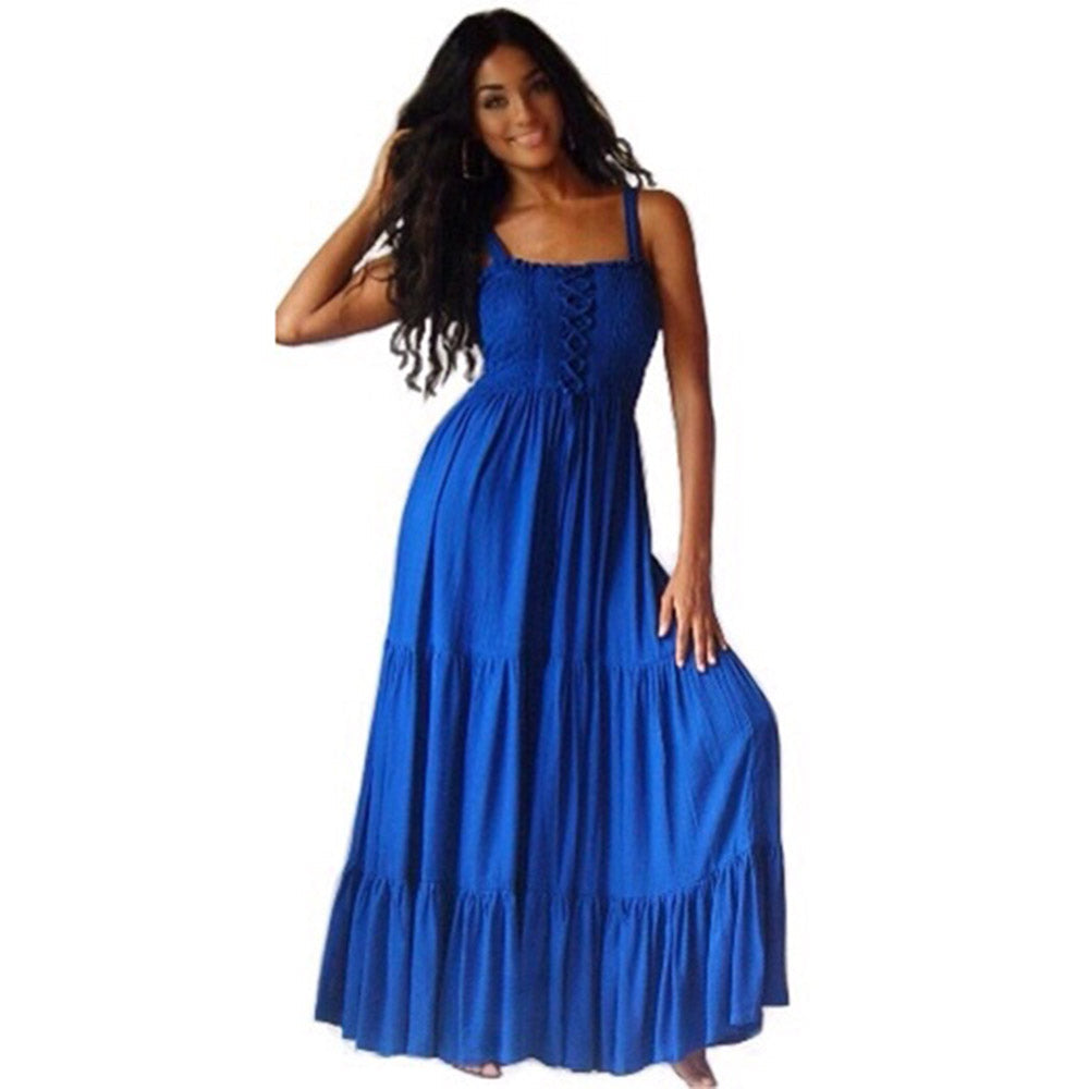 Ava Boho Tiered Ruffled Strappy Maxi Dress