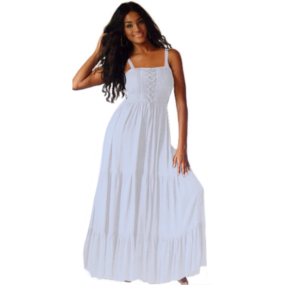 Ava Boho Tiered Ruffled Strappy Maxi Dress