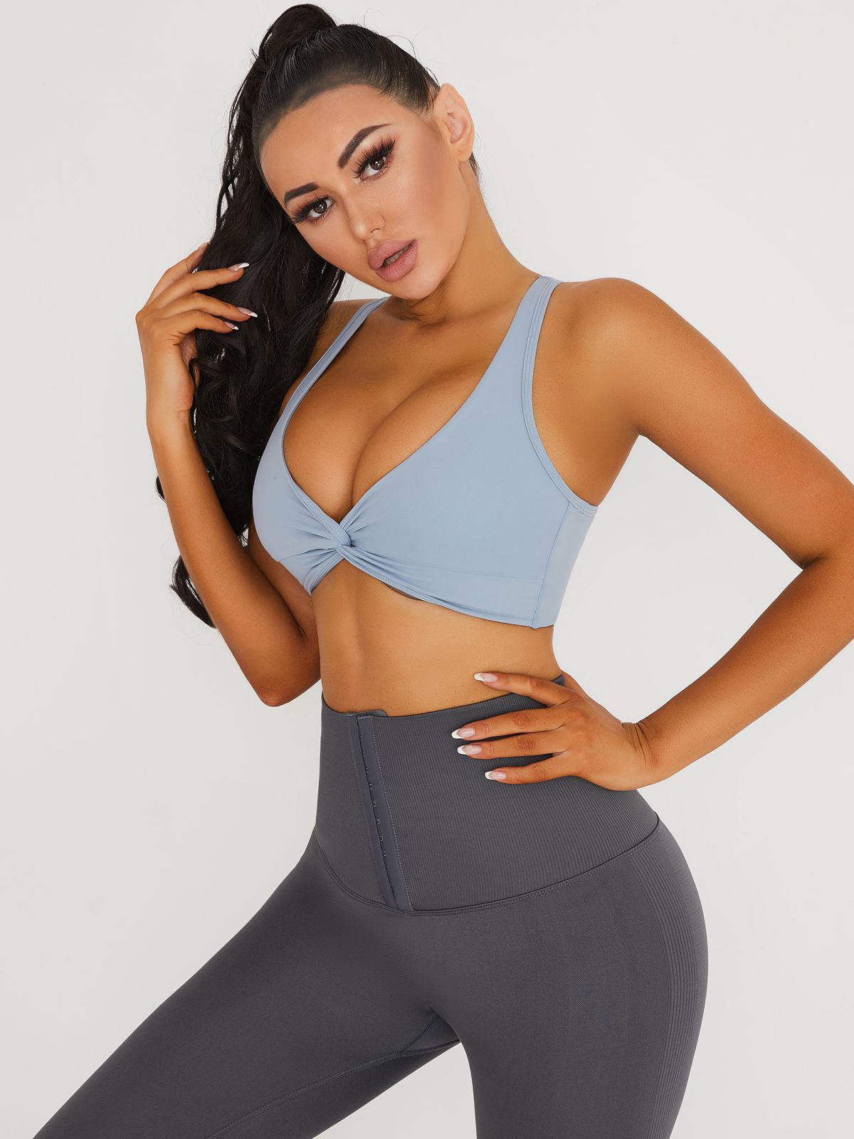 Hollow Beauty Back Racerback Bra V-neck Sports Bras