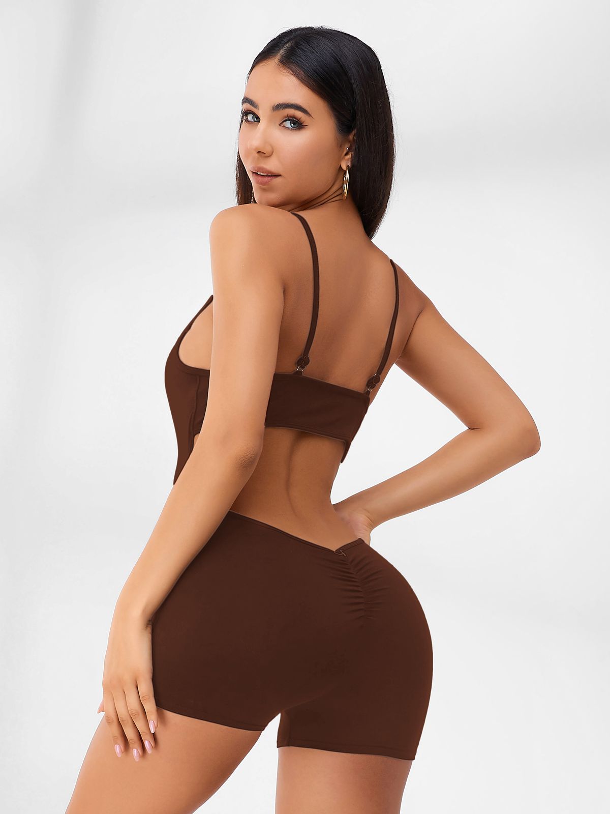 Hollow Out U-collar Scrunch Bum Romper