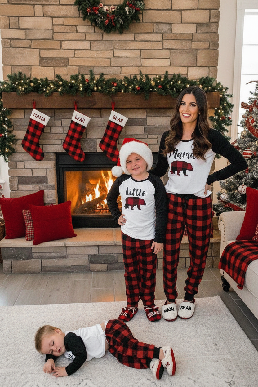 Josie Plaid Print Mama's Holiday Home Loungewear Set