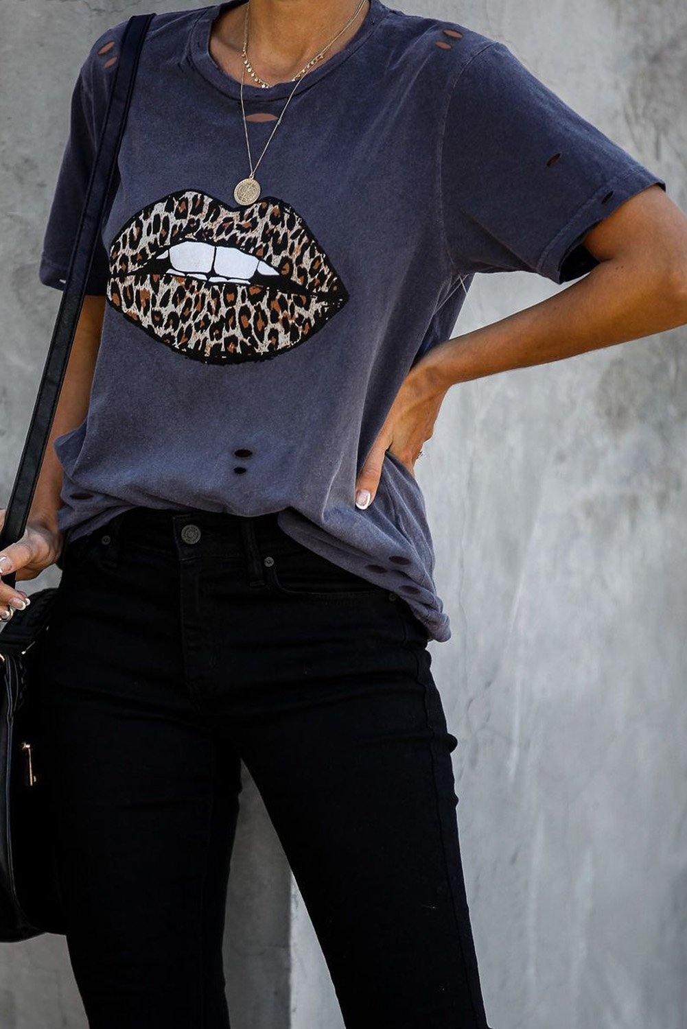 Scarlett Leopard Lip Cotton Tee