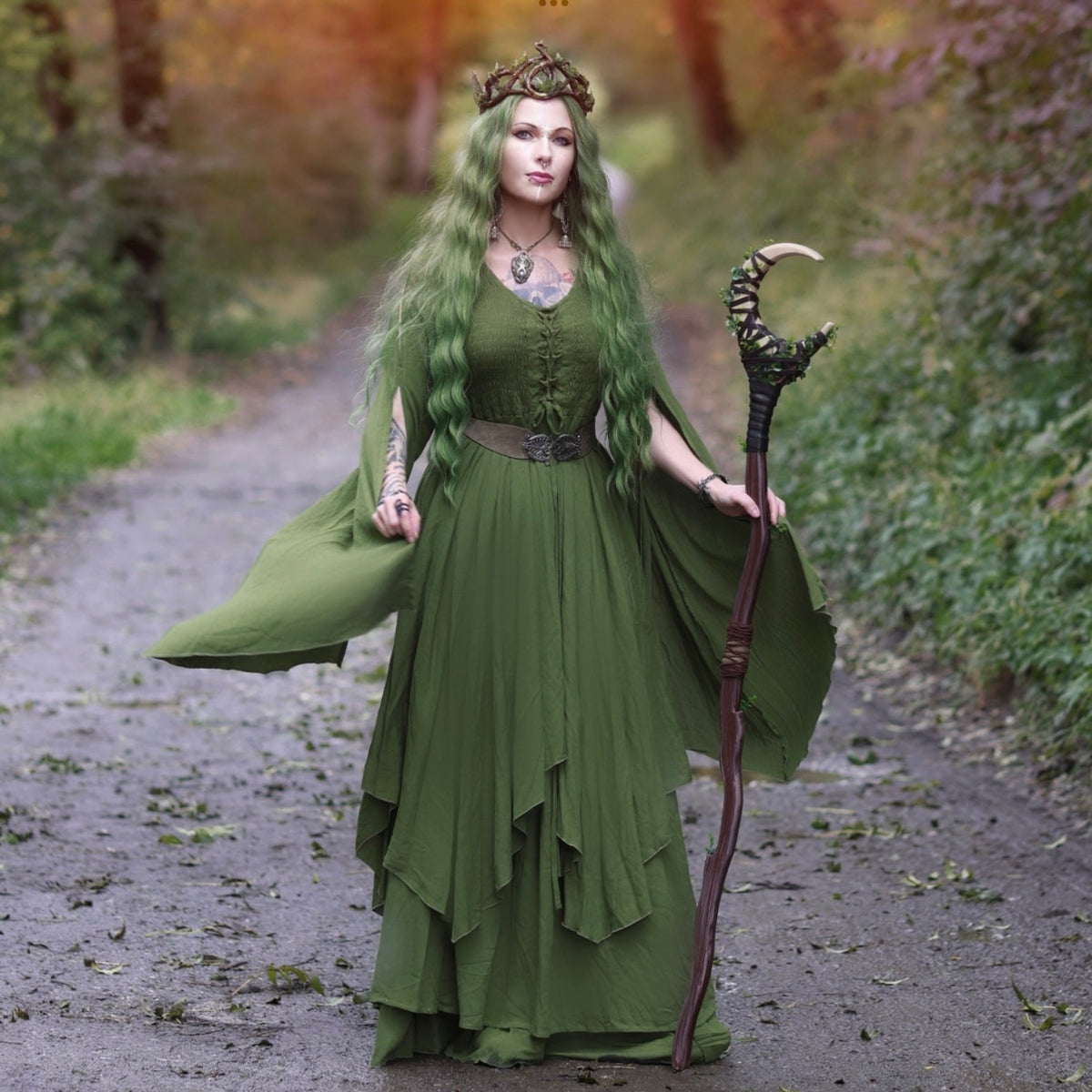 Keyla Renaissance Lace Up Smocked Goddess Maxi Dress