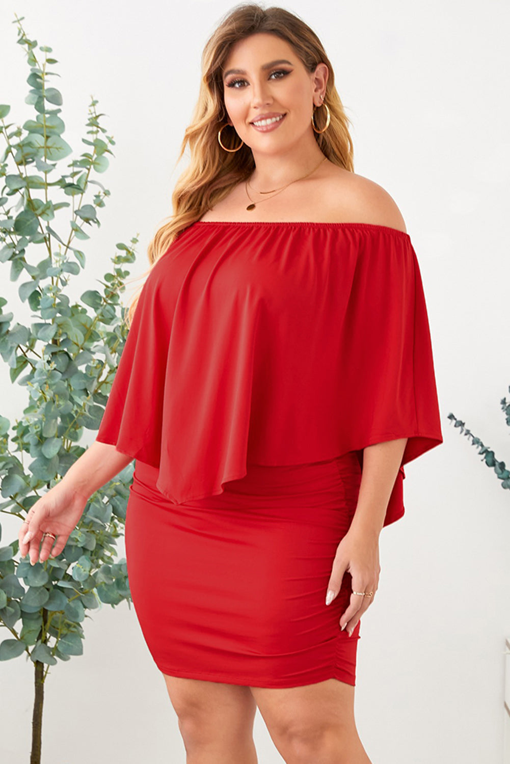 Josephine Multiple Dressing Layered Red Mini Poncho Dress