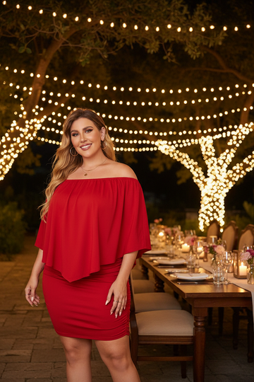 Josephine Multiple Dressing Layered Red Mini Poncho Dress