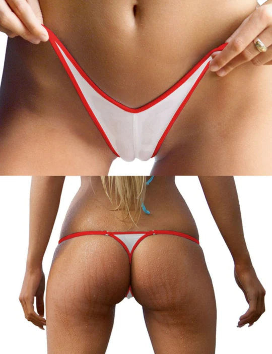 Contrast Color Stripe T-back Panties