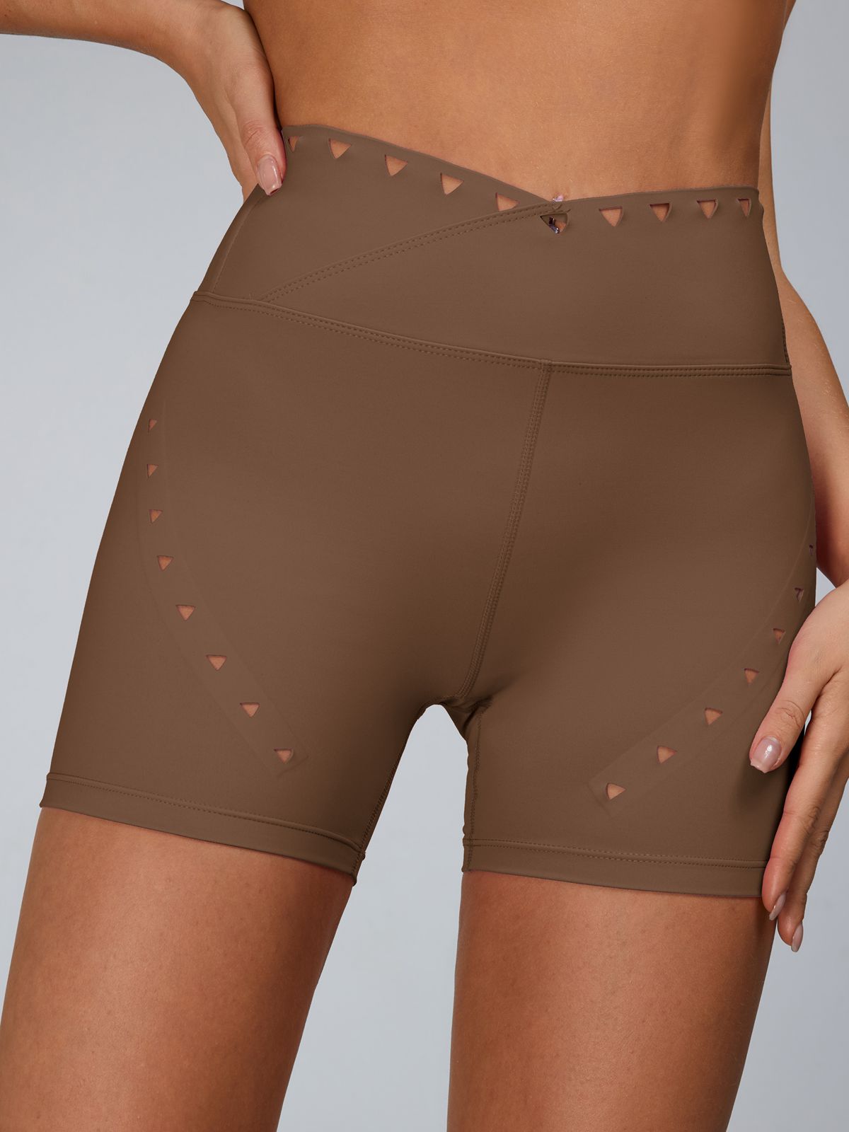 Cutout V Shape Waist Spandex Gym Booty Shorts