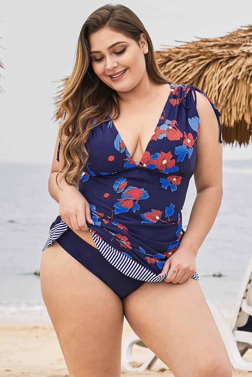 Faith Blue Grecian Skater Ruched Tankini
