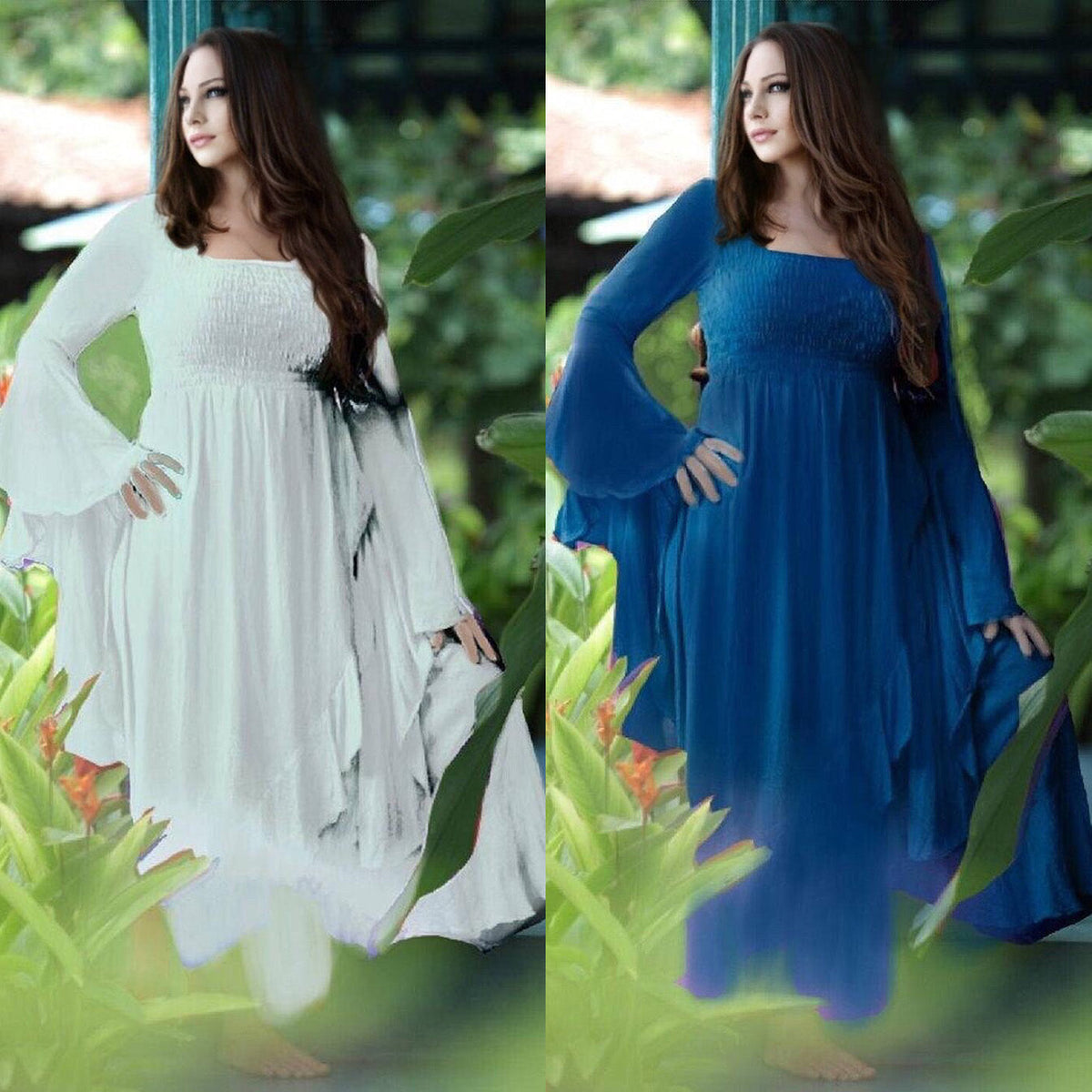 Ariya Ruffle Wrap Dress with Waterfall Sleeves