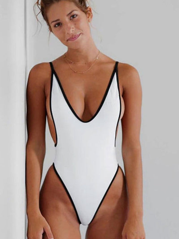 Contrast Color Stripes One Piece