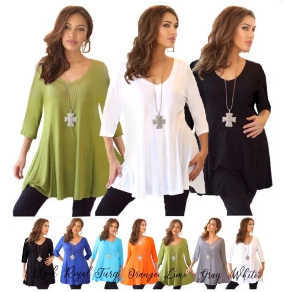 Anastasia Stretch Jersey A Line 3/4 Sleeve Tunic