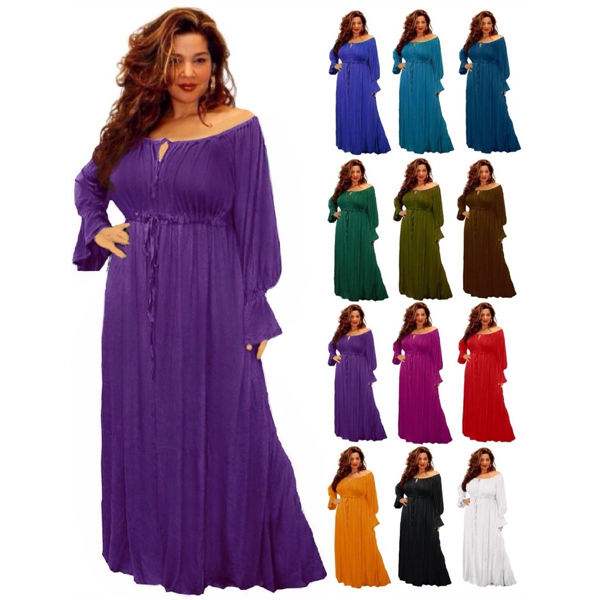 Julie Crinkle Rayon Empire Maxi Long Dress
