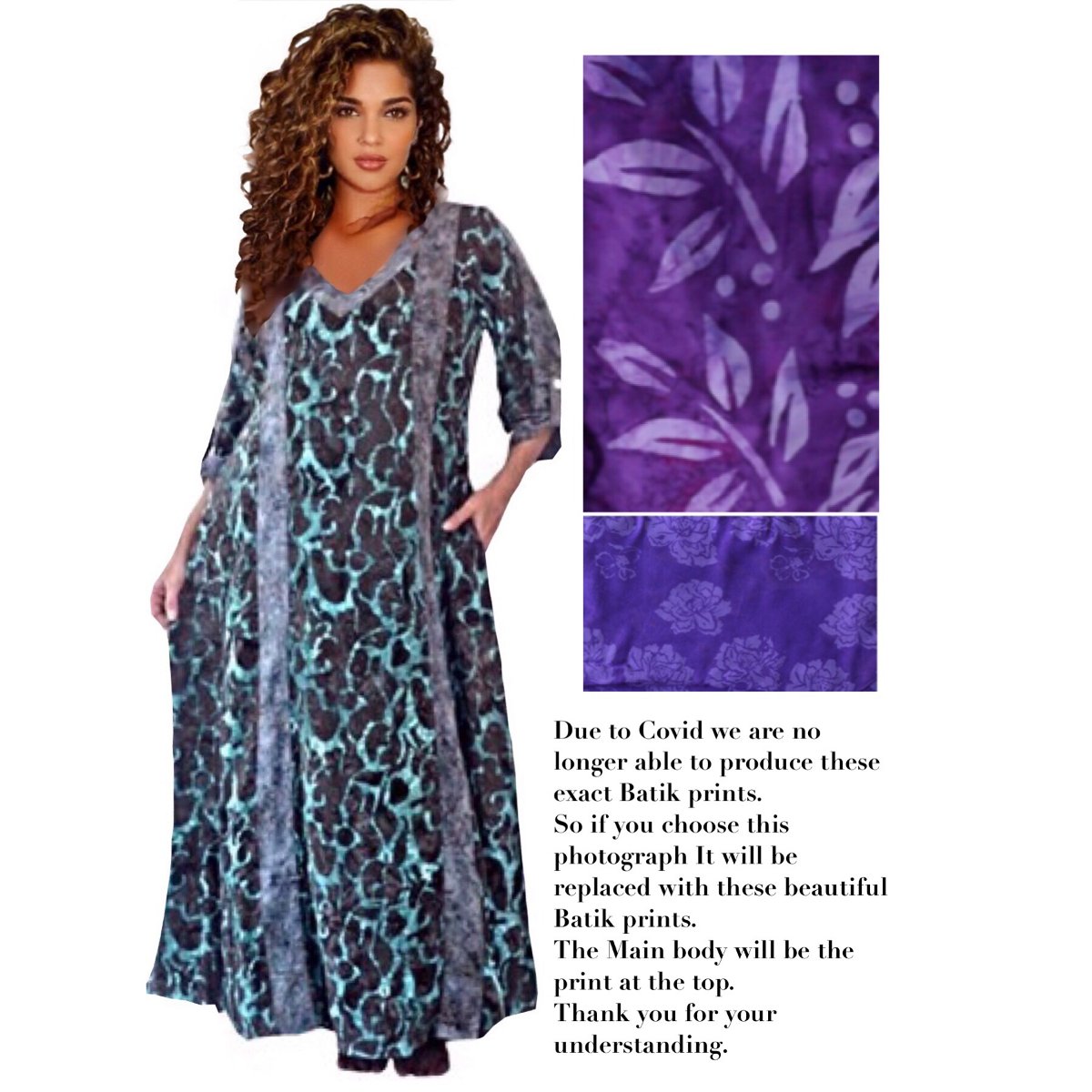 Genevieve Deep Pockets Quality Batik Caftan Maxi Dress