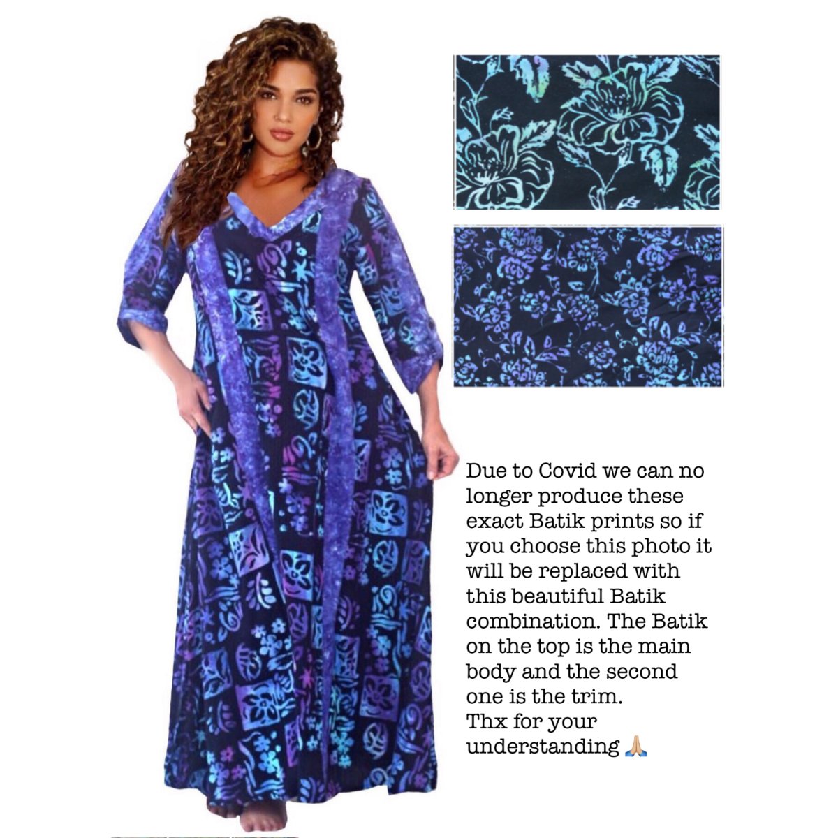 Genevieve Deep Pockets Quality Batik Caftan Maxi Dress