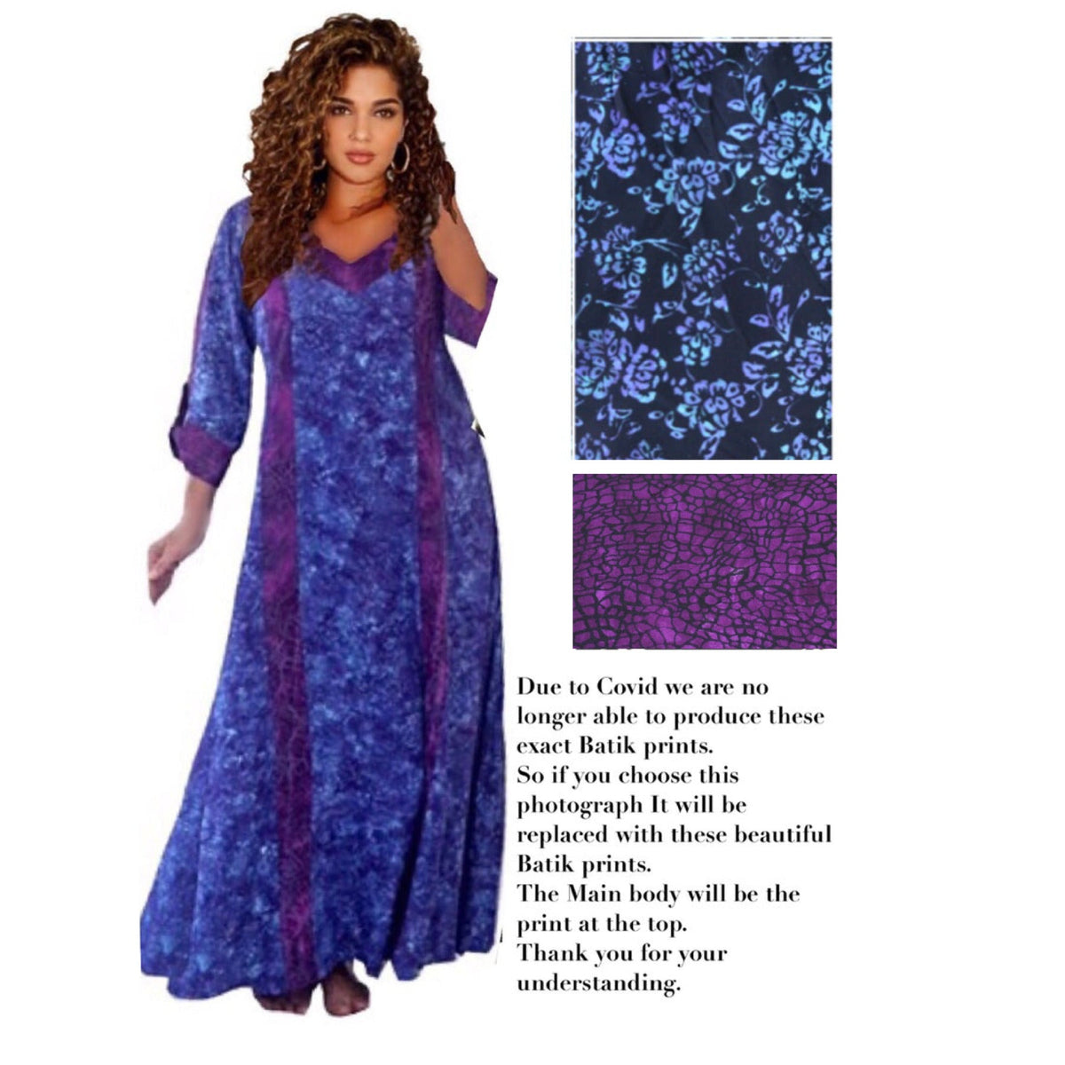 Genevieve Deep Pockets Quality Batik Caftan Maxi Dress