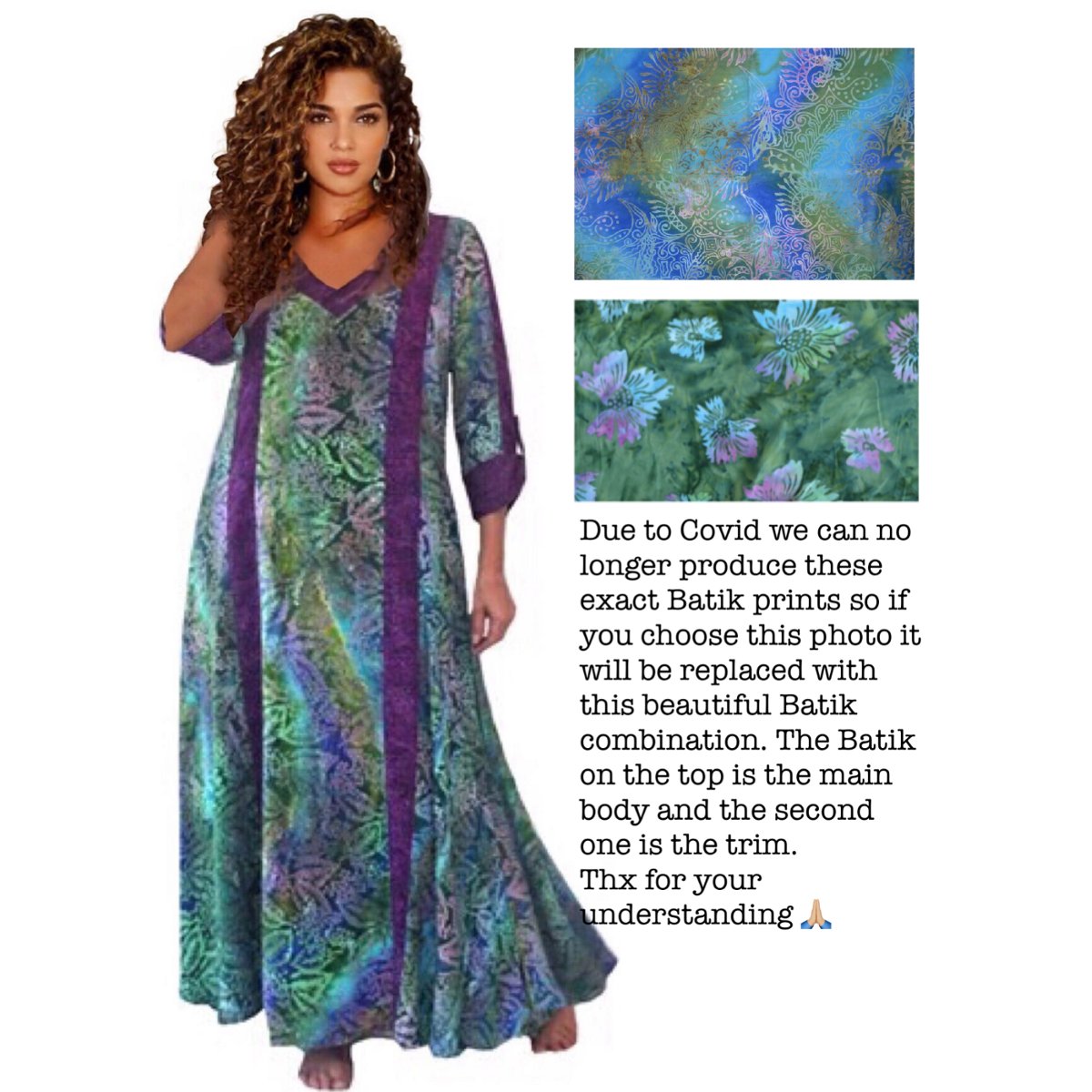 Genevieve Deep Pockets Quality Batik Caftan Maxi Dress
