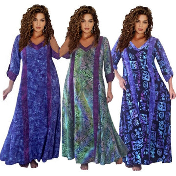 Genevieve Deep Pockets Quality Batik Caftan Maxi Dress