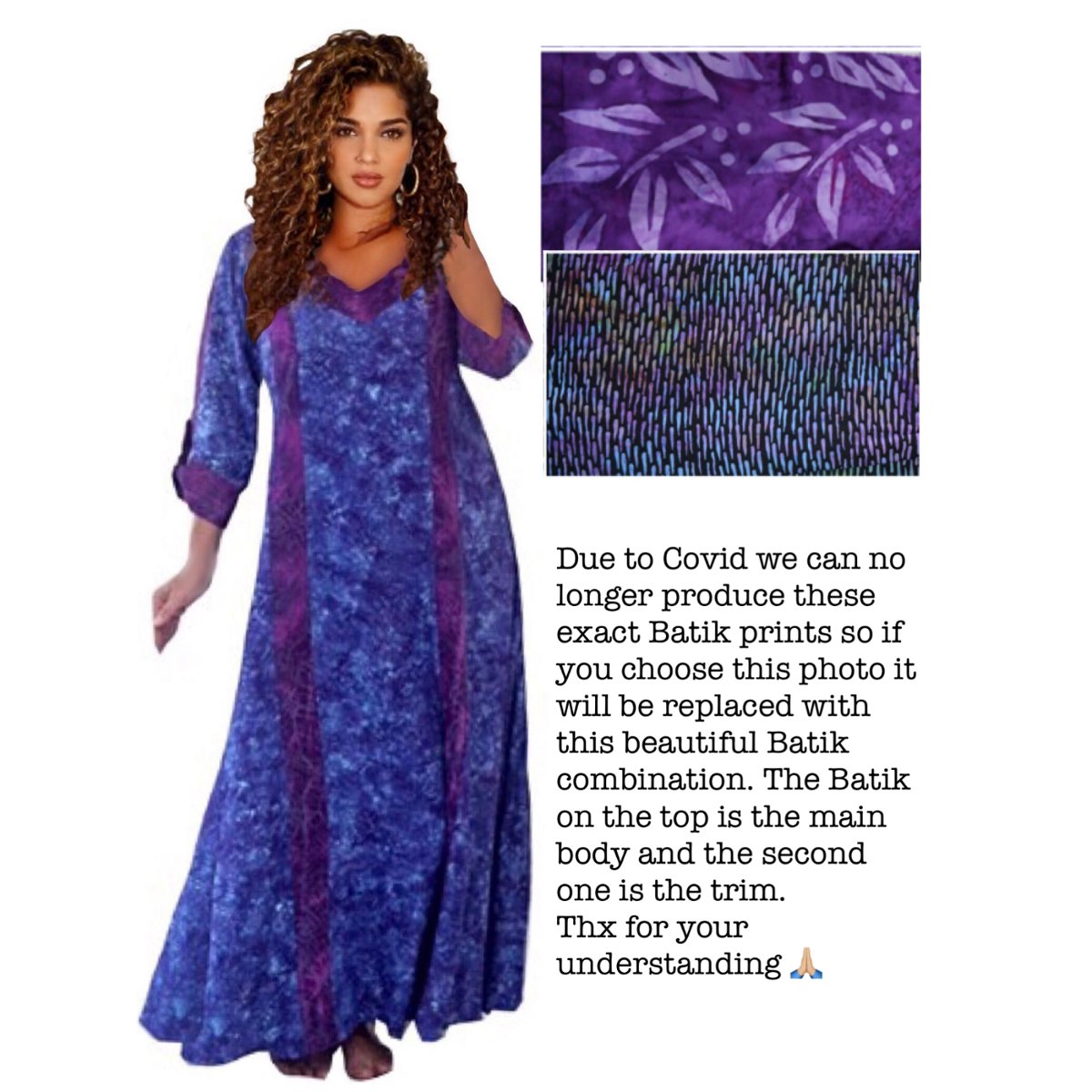 Genevieve Deep Pockets Quality Batik Caftan Maxi Dress