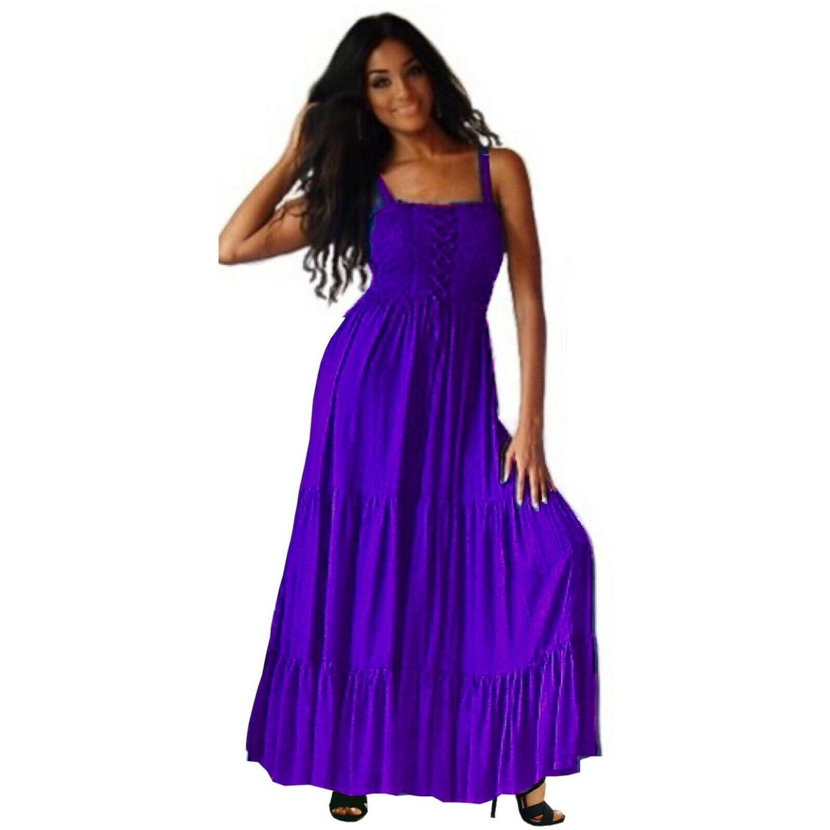 Ava Boho Tiered Ruffled Strappy Maxi Dress